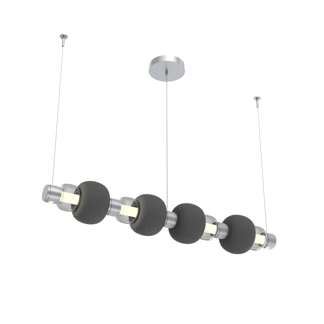 Hammerton Studio Torno Mandrel Linear Chandelier Classic Silver / Medium / Smoke / Charcoal Ceramic