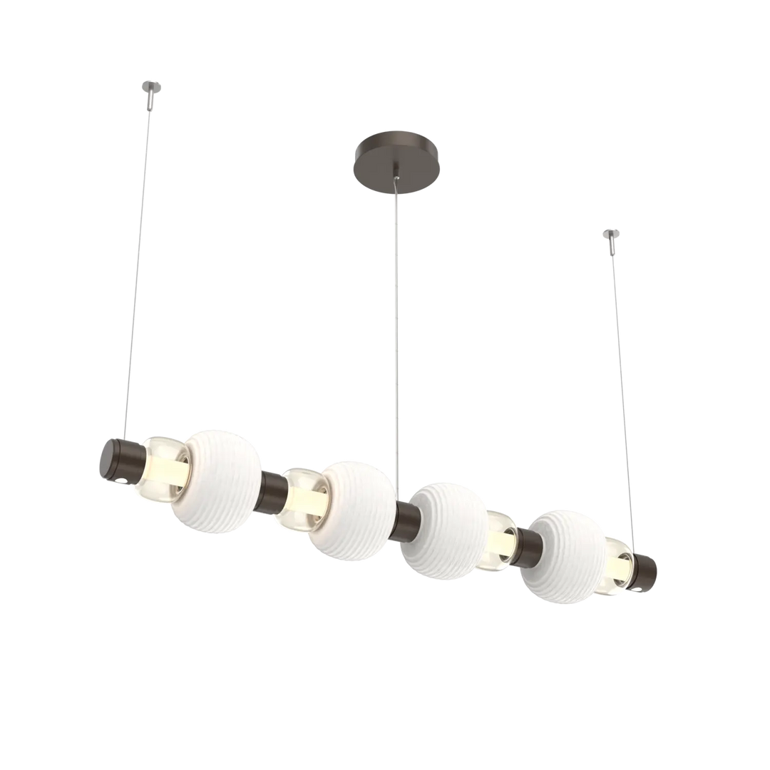 Hammerton Studio Torno Mandrel Linear Chandelier Flat Bronze / Medium / Amber / Chalk Ceramic
