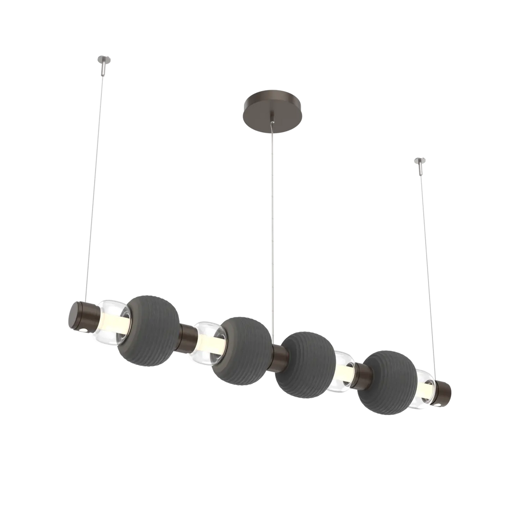Hammerton Studio Torno Mandrel Linear Chandelier Flat Bronze / Medium / Clear / Charcoal Ceramic