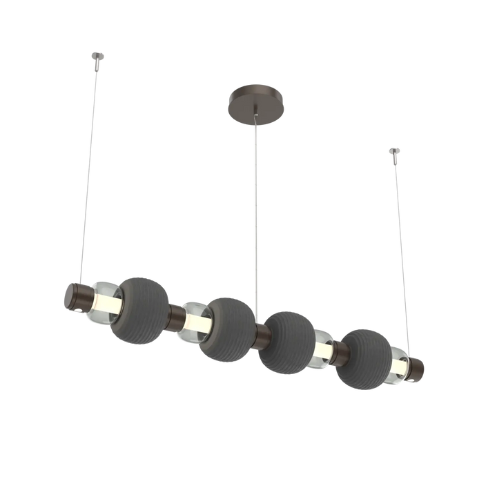 Hammerton Studio Torno Mandrel Linear Chandelier Flat Bronze / Medium / Smoke / Charcoal Ceramic