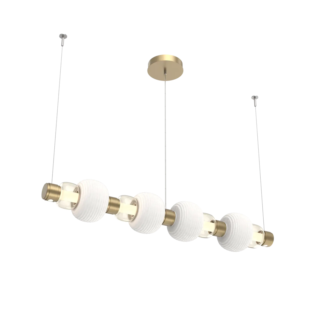Hammerton Studio Torno Mandrel Linear Chandelier Gilded Brass / Medium / Amber / Chalk Ceramic