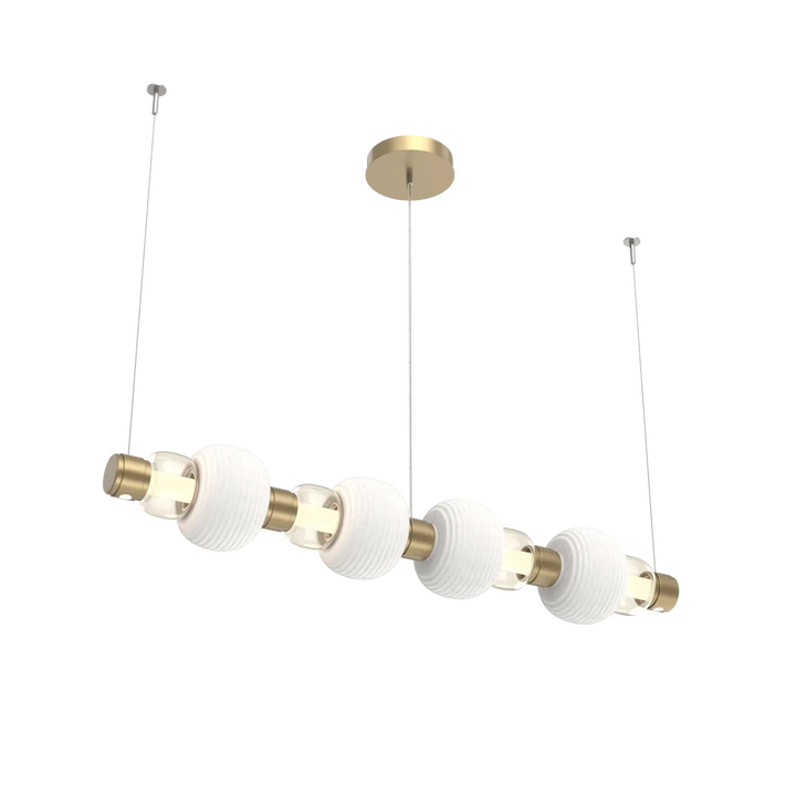 Hammerton Studio Torno Mandrel Linear Chandelier Gilded Brass / Medium / Amber / Chalk Ceramic