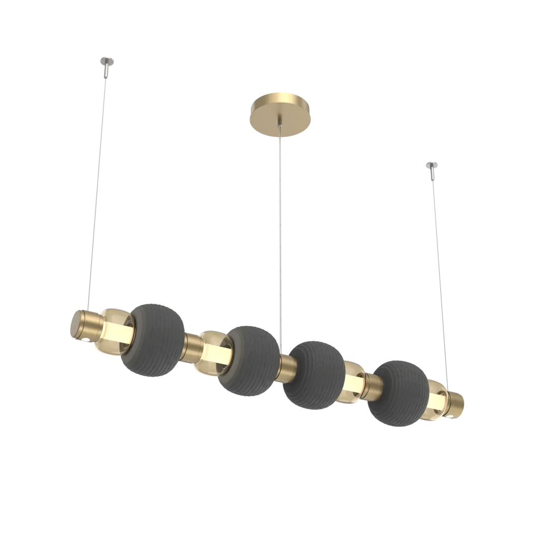 Hammerton Studio Torno Mandrel Linear Chandelier Gilded Brass / Medium / Bronze / Charcoal Ceramic