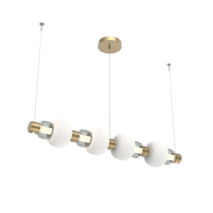 Hammerton Studio Torno Mandrel Linear Chandelier Gilded Brass / Medium / Smoke / Chalk Ceramic