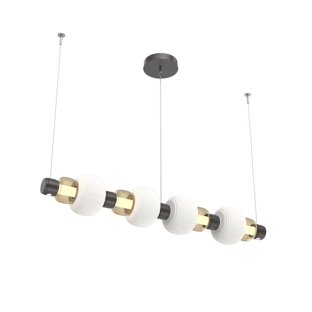 Hammerton Studio Torno Mandrel Linear Chandelier Graphite / Medium / Bronze / Chalk Ceramic