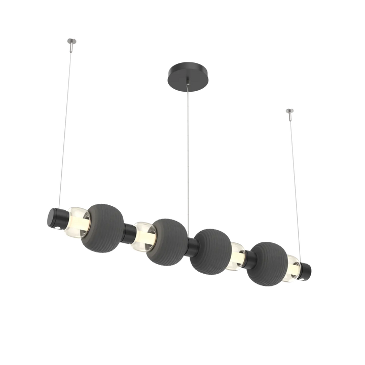 Hammerton Studio Torno Mandrel Linear Chandelier Matte Black / Medium / Amber / Charcoal Ceramic