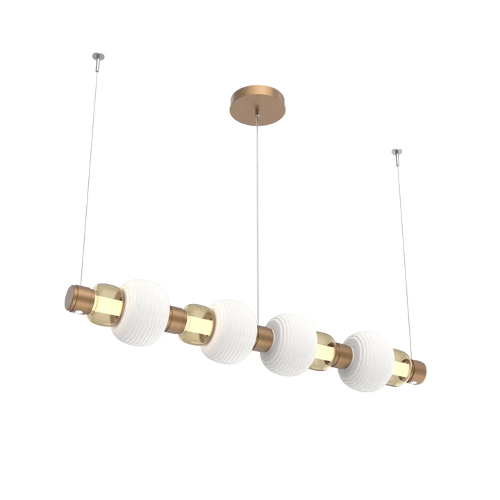 Hammerton Studio Torno Mandrel Linear Chandelier Novel Brass / Medium / Bronze / Chalk Ceramic
