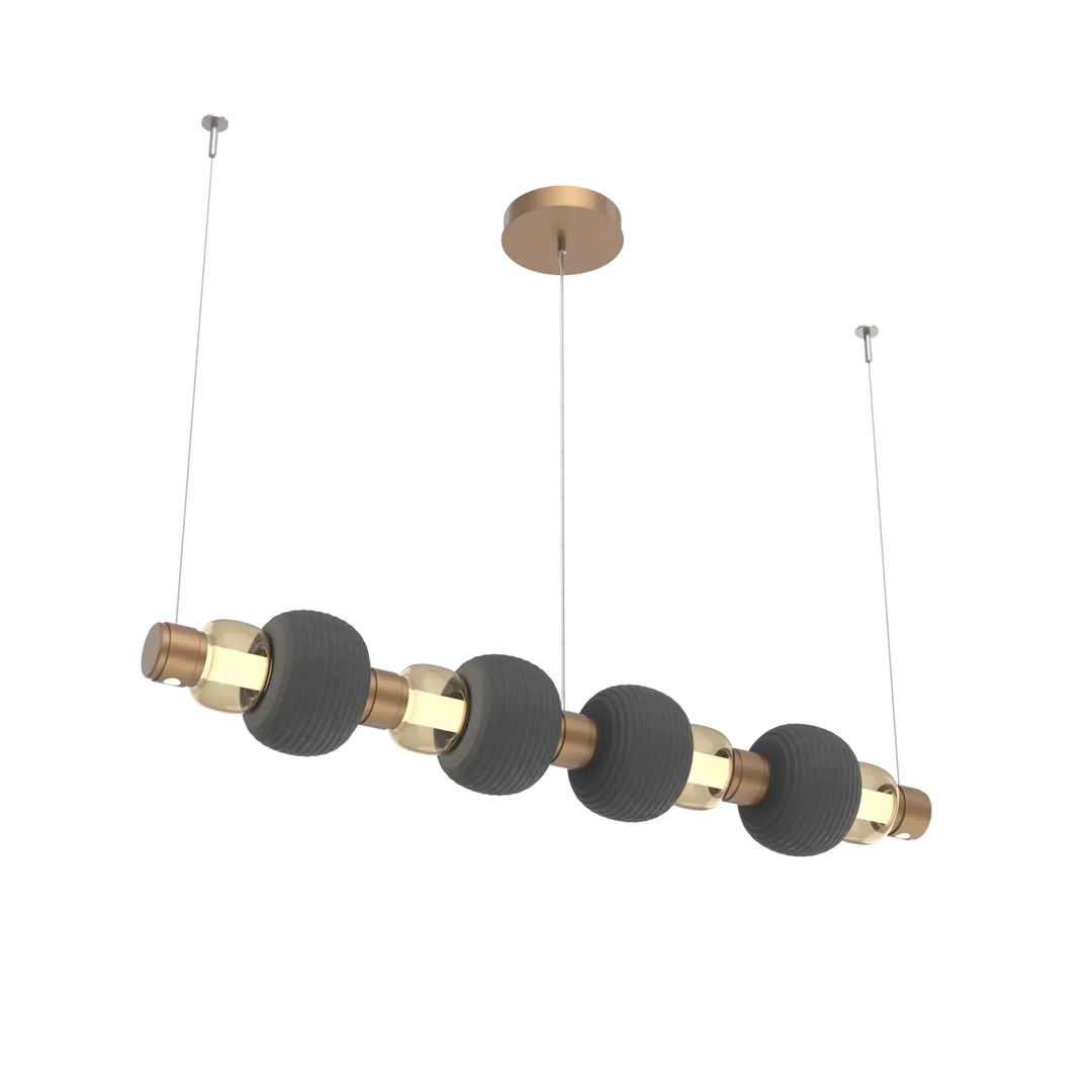 Hammerton Studio Torno Mandrel Linear Chandelier Novel Brass / Medium / Bronze / Charcoal Ceramic