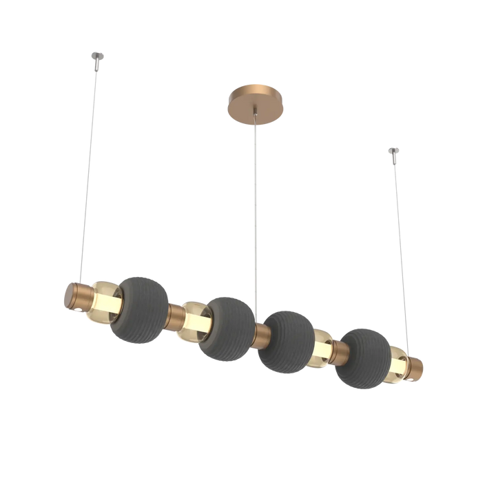 Hammerton Studio Torno Mandrel Linear Chandelier Novel Brass / Medium / Bronze / Charcoal Ceramic