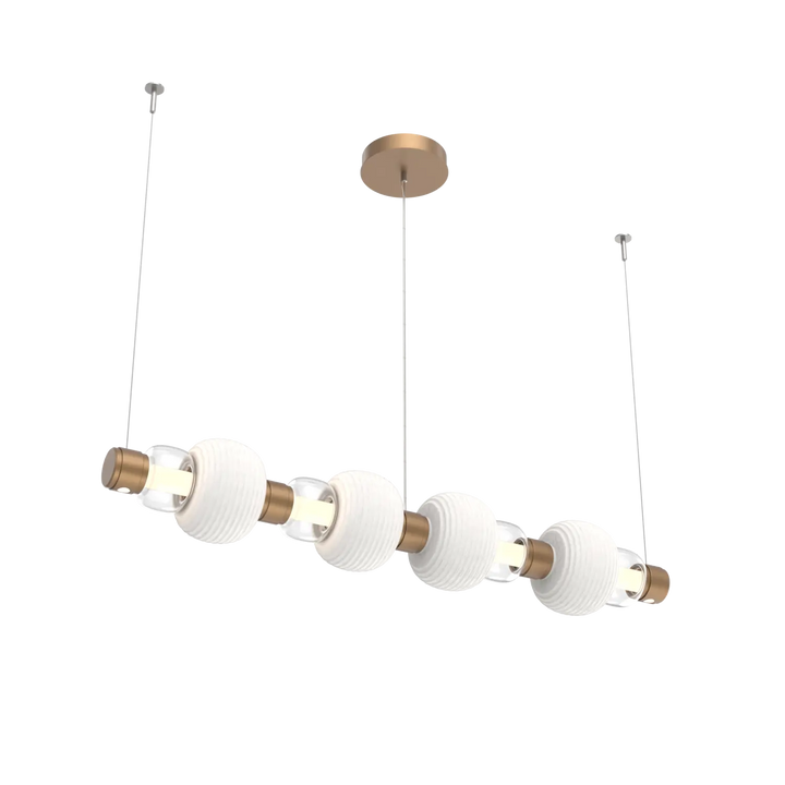 Hammerton Studio Torno Mandrel Linear Chandelier Novel Brass / Medium / Clear / Chalk Ceramic