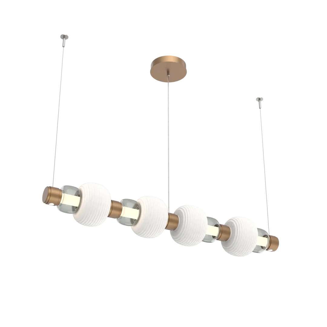 Hammerton Studio Torno Mandrel Linear Chandelier Novel Brass / Medium / Smoke / Chalk Ceramic