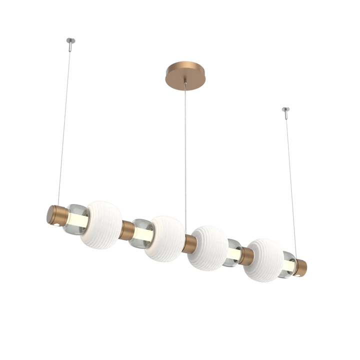 Hammerton Studio Torno Mandrel Linear Chandelier Novel Brass / Medium / Smoke / Chalk Ceramic
