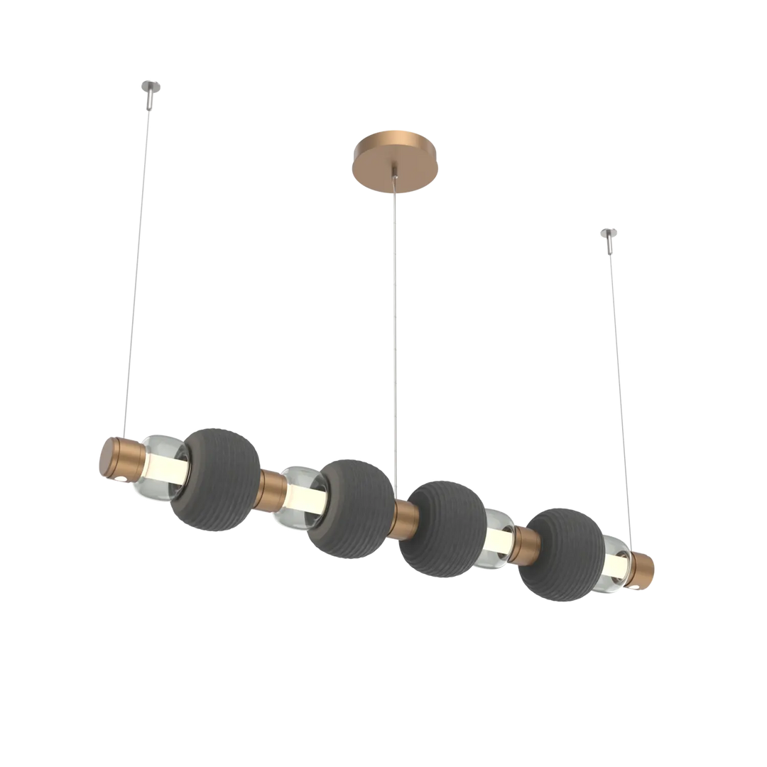 Hammerton Studio Torno Mandrel Linear Chandelier Novel Brass / Medium / Smoke / Charcoal Ceramic