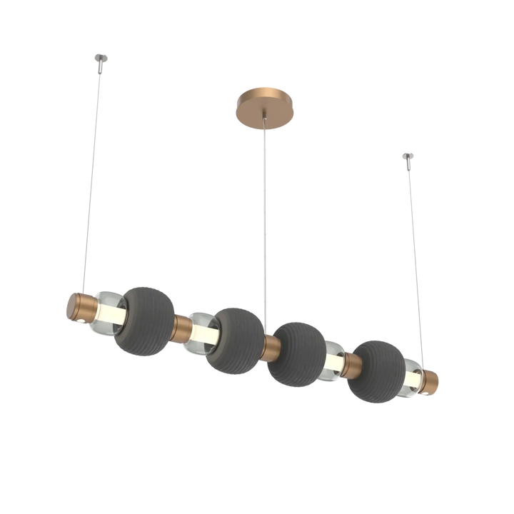 Hammerton Studio Torno Mandrel Linear Chandelier Novel Brass / Medium / Smoke / Charcoal Ceramic