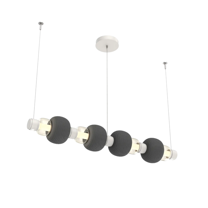 Hammerton Studio Torno Mandrel Linear Chandelier Salt White / Medium / Amber / Charcoal Ceramic