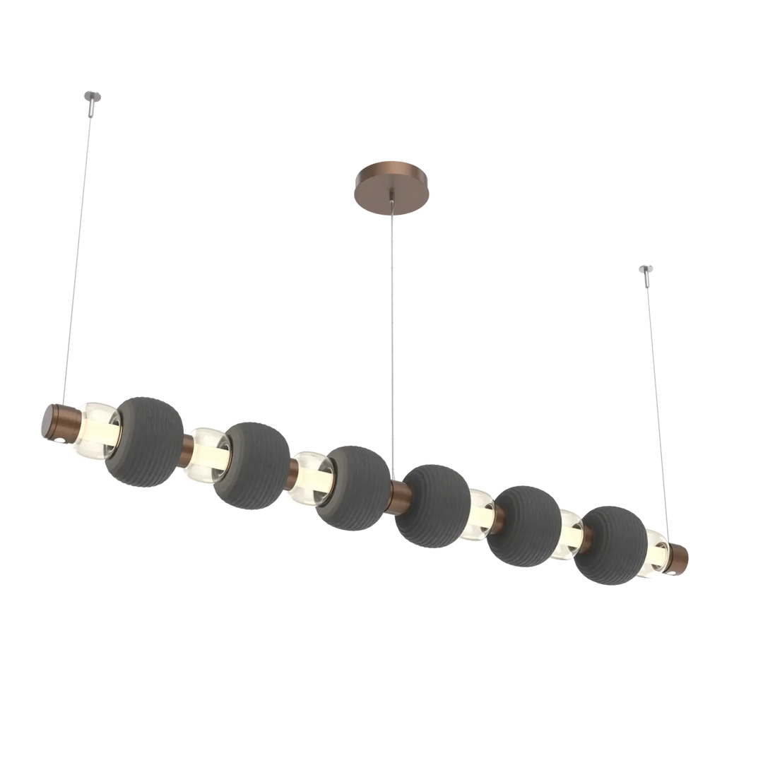 Hammerton Studio Torno Mandrel Linear Chandelier Burnished Bronze / Large / Amber / Charcoal Ceramic