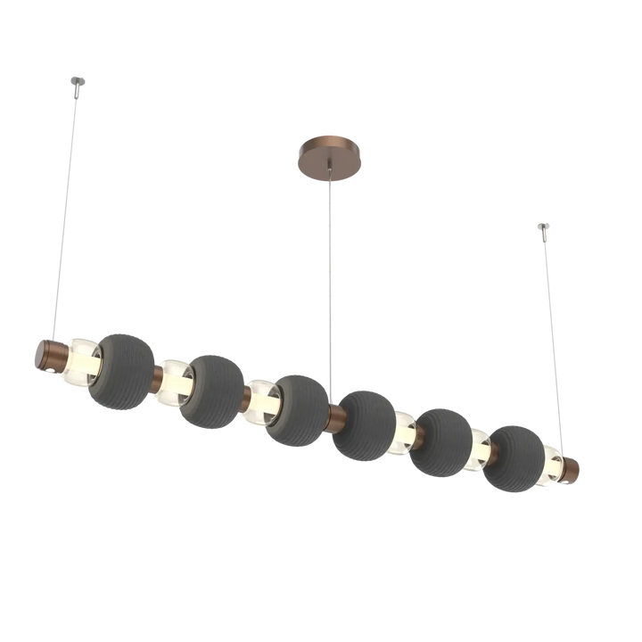Hammerton Studio Torno Mandrel Linear Chandelier Burnished Bronze / Large / Amber / Charcoal Ceramic