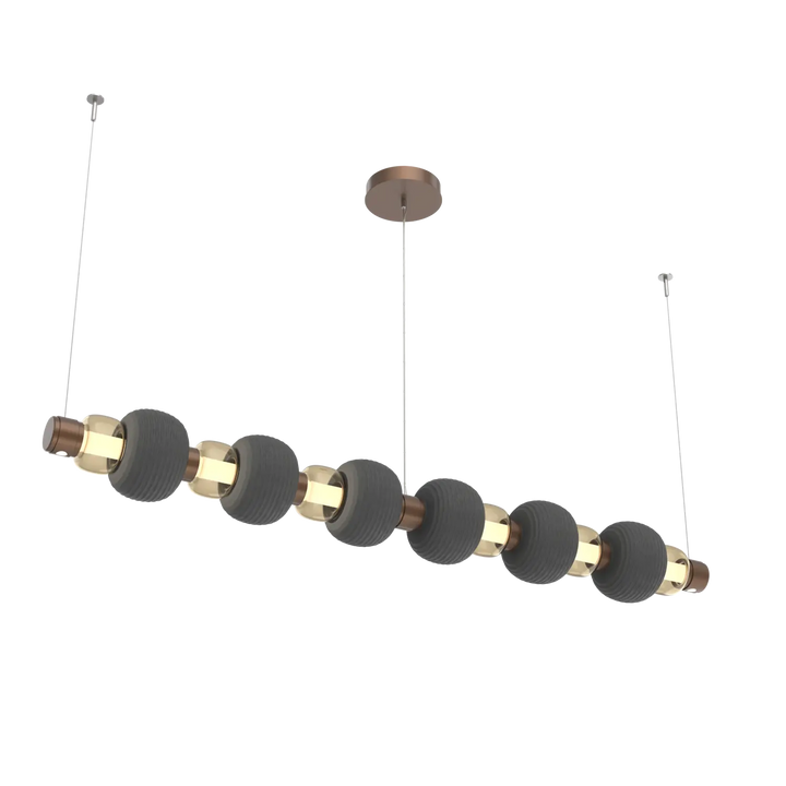 Hammerton Studio Torno Mandrel Linear Chandelier Burnished Bronze / Large / Bronze / Charcoal Ceramic