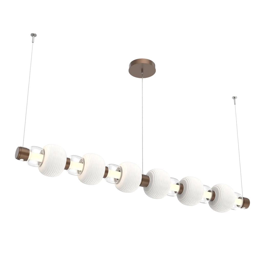 Hammerton Studio Torno Mandrel Linear Chandelier Burnished Bronze / Large / Clear / Chalk Ceramic