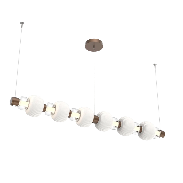 Hammerton Studio Torno Mandrel Linear Chandelier Burnished Bronze / Large / Clear / Chalk Ceramic