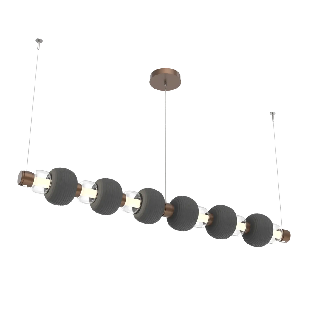 Hammerton Studio Torno Mandrel Linear Chandelier Burnished Bronze / Large / Clear / Charcoal Ceramic