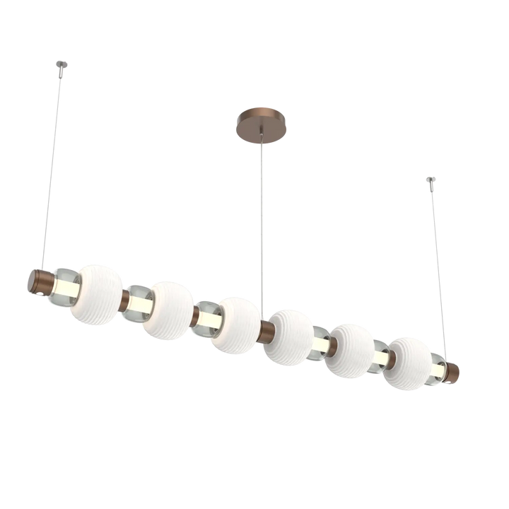 Hammerton Studio Torno Mandrel Linear Chandelier Burnished Bronze / Large / Smoke / Chalk Ceramic