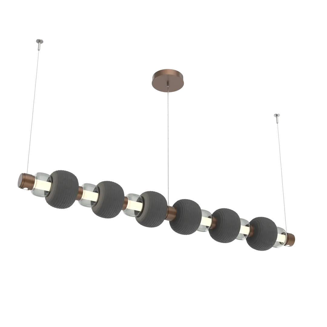 Hammerton Studio Torno Mandrel Linear Chandelier Burnished Bronze / Large / Smoke / Charcoal Ceramic