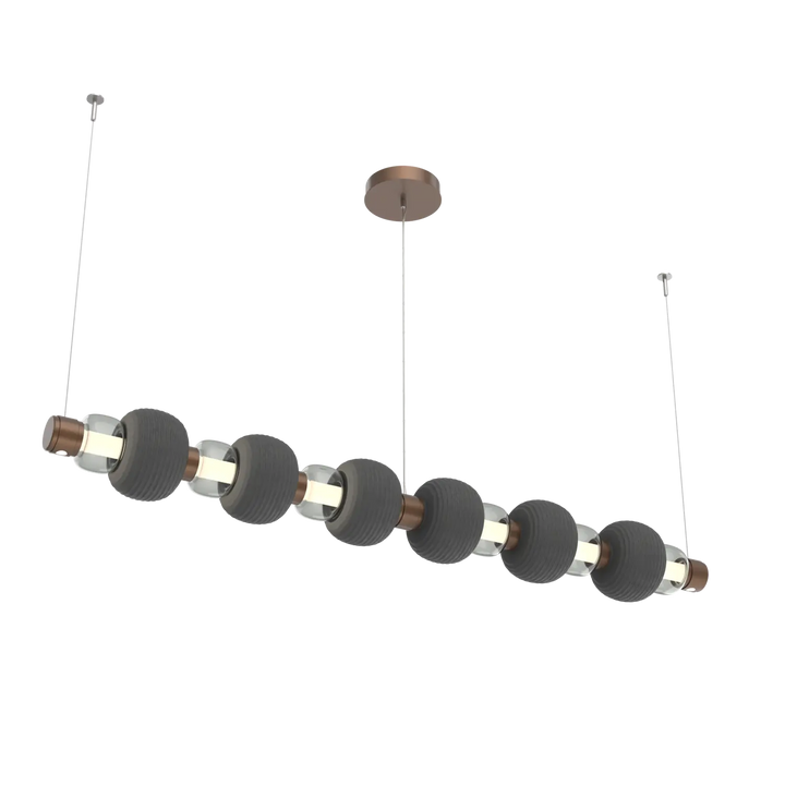 Hammerton Studio Torno Mandrel Linear Chandelier Burnished Bronze / Large / Smoke / Charcoal Ceramic