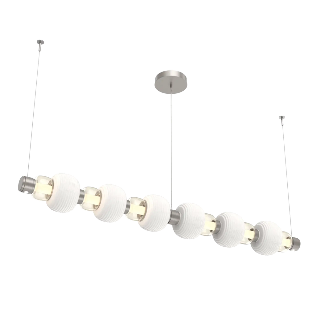 Hammerton Studio Torno Mandrel Linear Chandelier Beige Silver / Large / Amber / Chalk Ceramic
