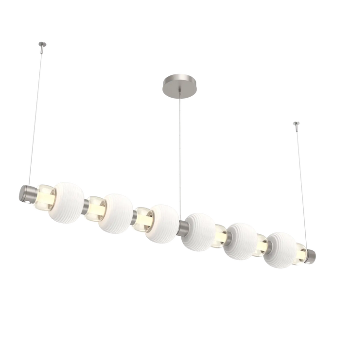 Hammerton Studio Torno Mandrel Linear Chandelier Beige Silver / Large / Amber / Chalk Ceramic