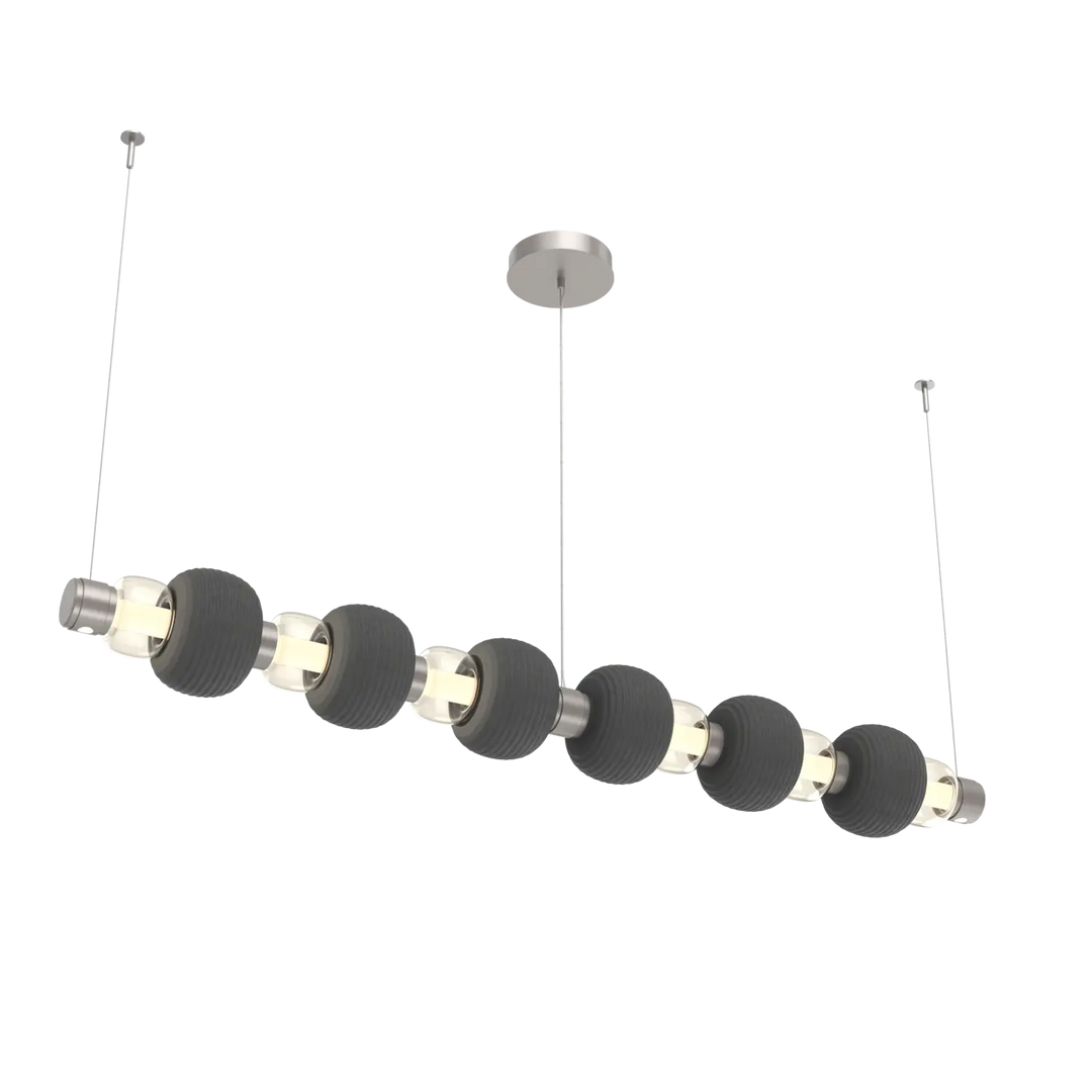 Hammerton Studio Torno Mandrel Linear Chandelier Beige Silver / Large / Amber / Charcoal Ceramic
