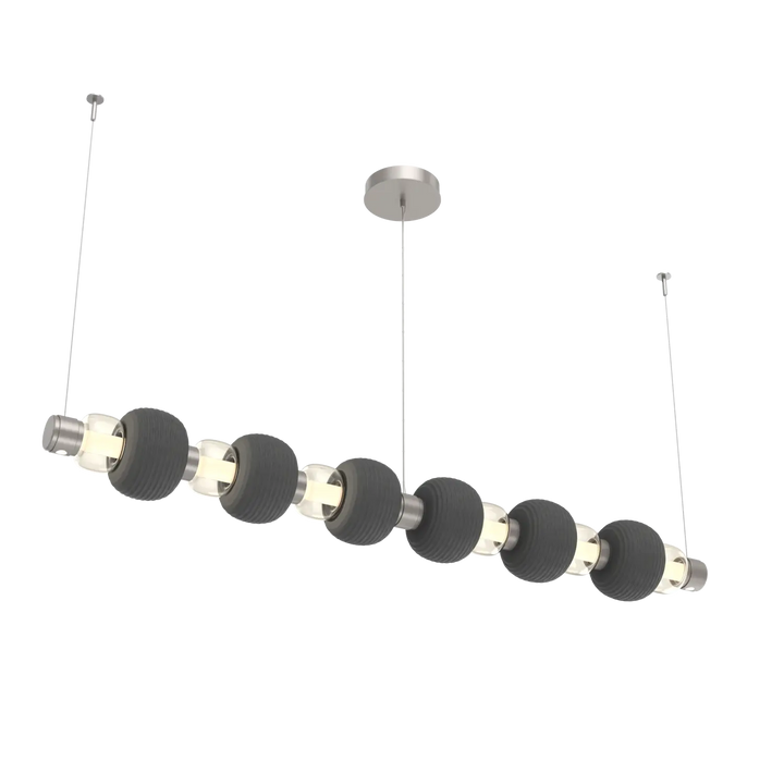 Hammerton Studio Torno Mandrel Linear Chandelier Beige Silver / Large / Amber / Charcoal Ceramic
