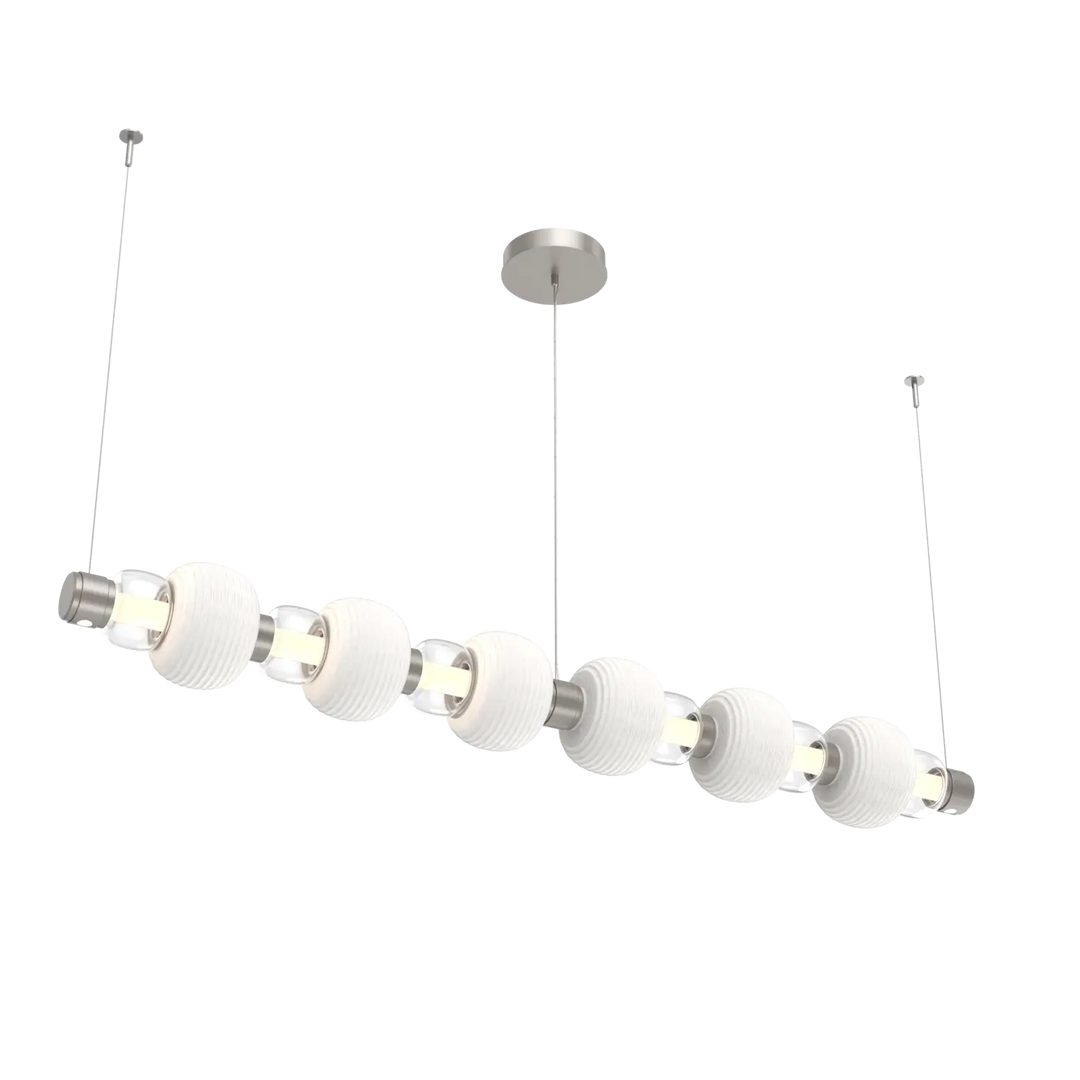 Hammerton Studio Torno Mandrel Linear Chandelier Beige Silver / Large / Clear / Chalk Ceramic