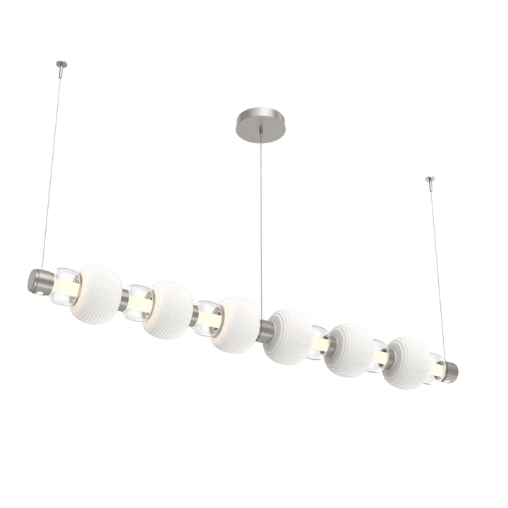 Hammerton Studio Torno Mandrel Linear Chandelier Beige Silver / Large / Clear / Chalk Ceramic