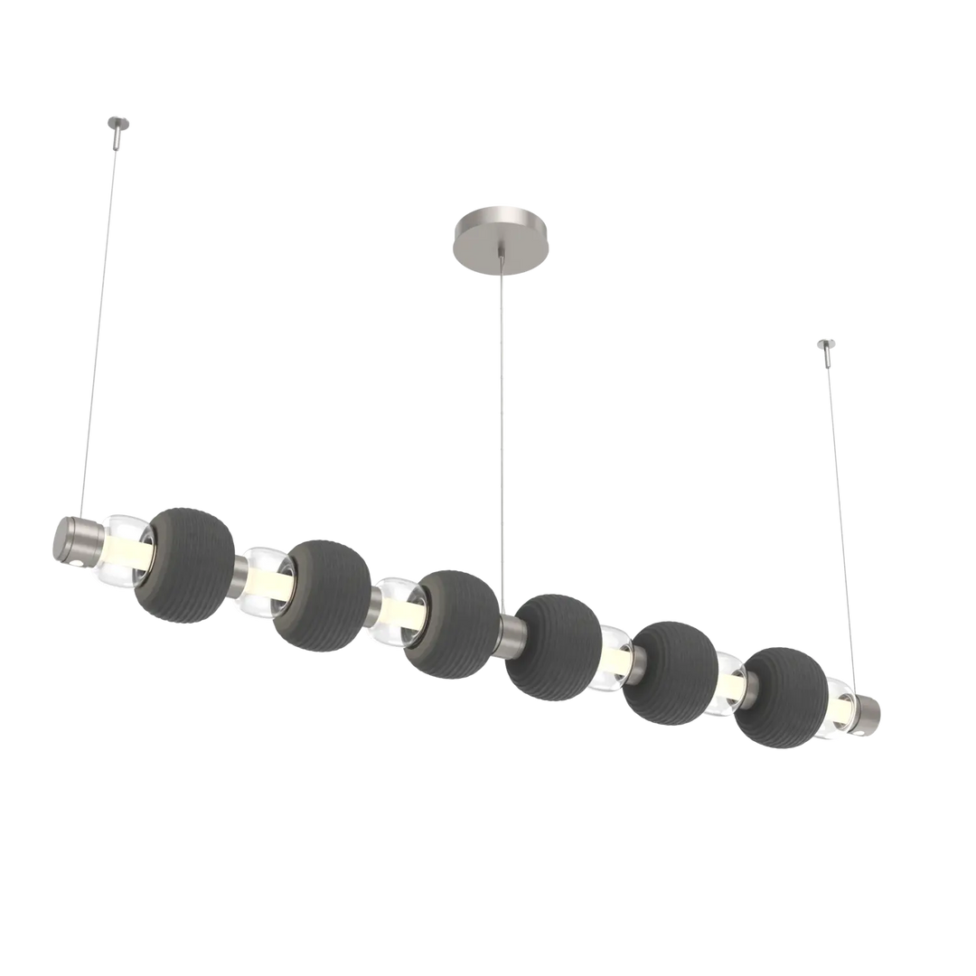 Hammerton Studio Torno Mandrel Linear Chandelier Beige Silver / Large / Clear / Charcoal Ceramic