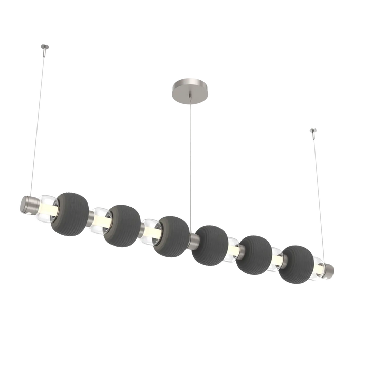 Hammerton Studio Torno Mandrel Linear Chandelier Beige Silver / Large / Clear / Charcoal Ceramic