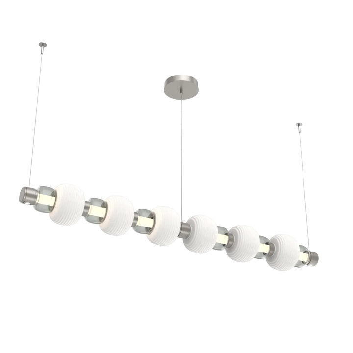 Hammerton Studio Torno Mandrel Linear Chandelier Beige Silver / Large / Smoke / Chalk Ceramic
