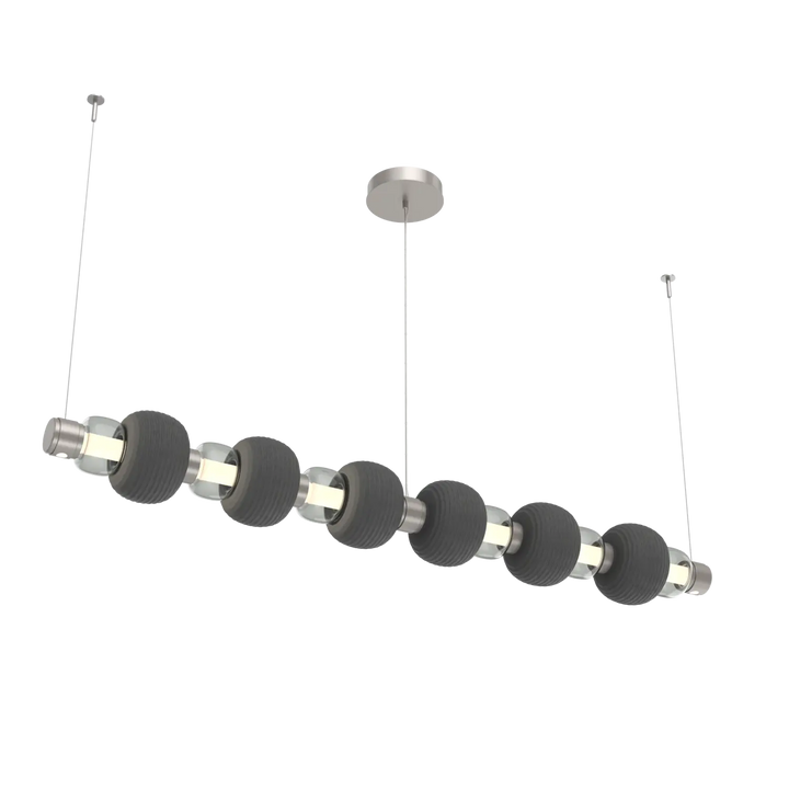 Hammerton Studio Torno Mandrel Linear Chandelier Beige Silver / Large / Smoke / Charcoal Ceramic