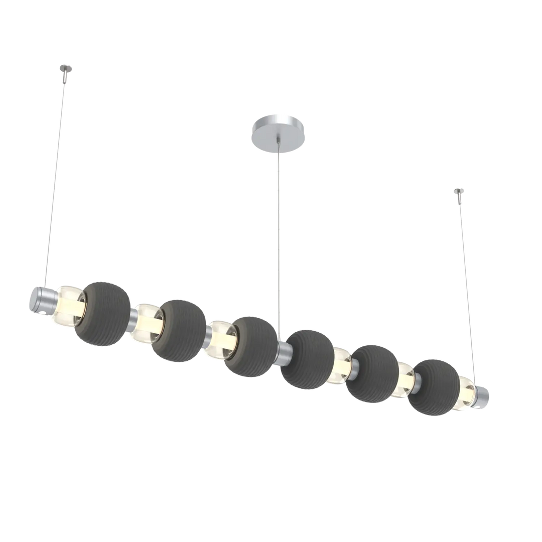 Hammerton Studio Torno Mandrel Linear Chandelier Classic Silver / Large / Amber / Charcoal Ceramic