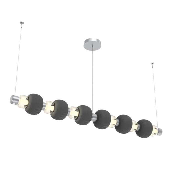 Hammerton Studio Torno Mandrel Linear Chandelier Classic Silver / Large / Amber / Charcoal Ceramic