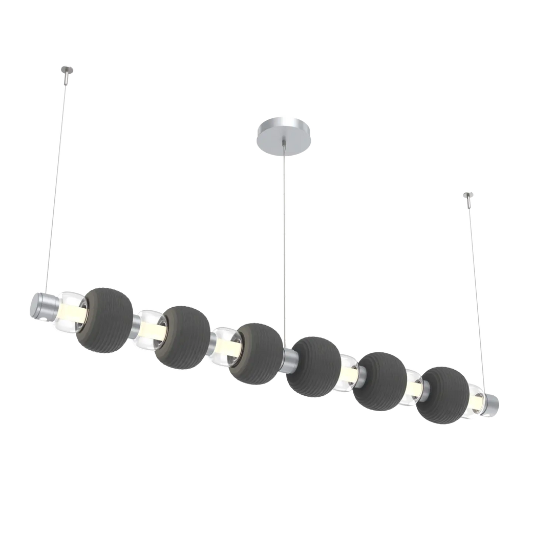 Hammerton Studio Torno Mandrel Linear Chandelier Classic Silver / Large / Clear / Charcoal Ceramic