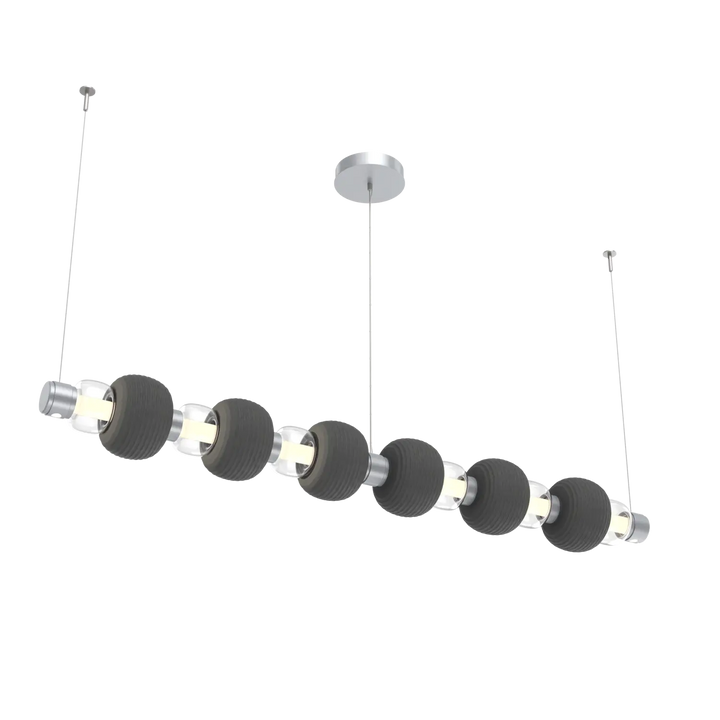 Hammerton Studio Torno Mandrel Linear Chandelier Classic Silver / Large / Clear / Charcoal Ceramic