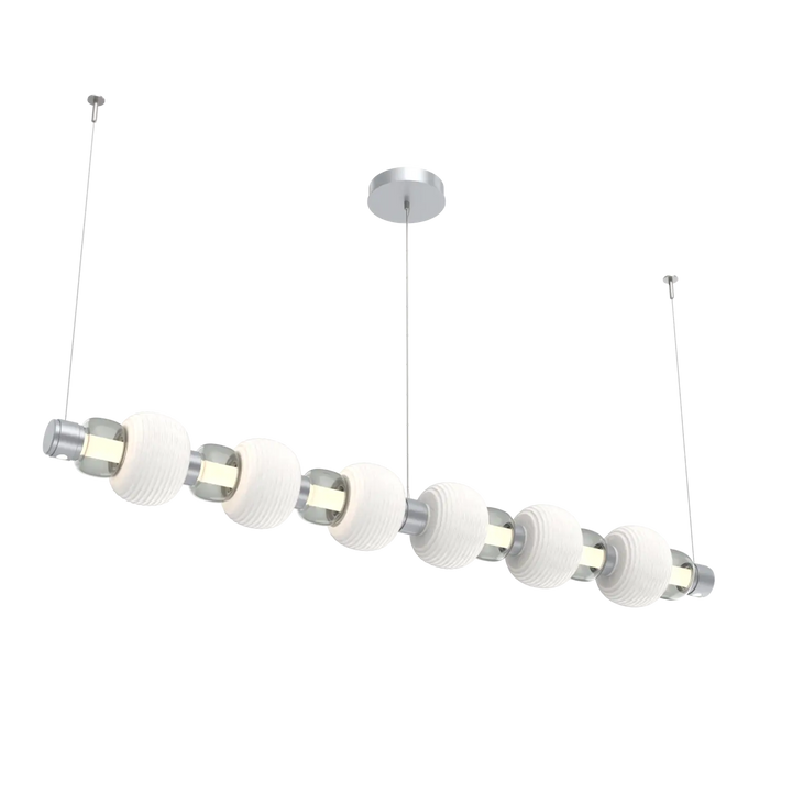 Hammerton Studio Torno Mandrel Linear Chandelier Classic Silver / Large / Smoke / Chalk Ceramic