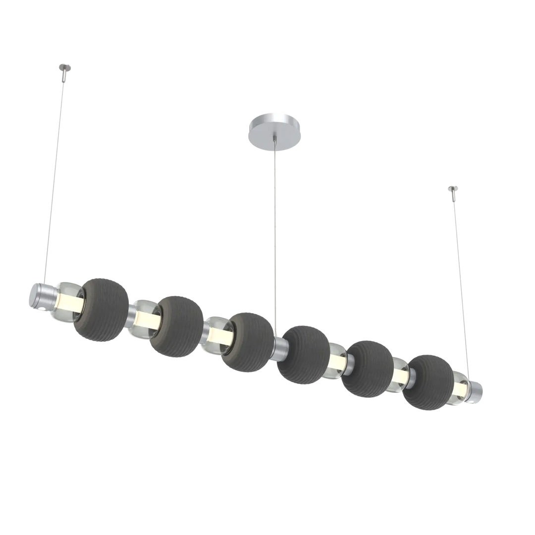 Hammerton Studio Torno Mandrel Linear Chandelier Classic Silver / Large / Smoke / Charcoal Ceramic