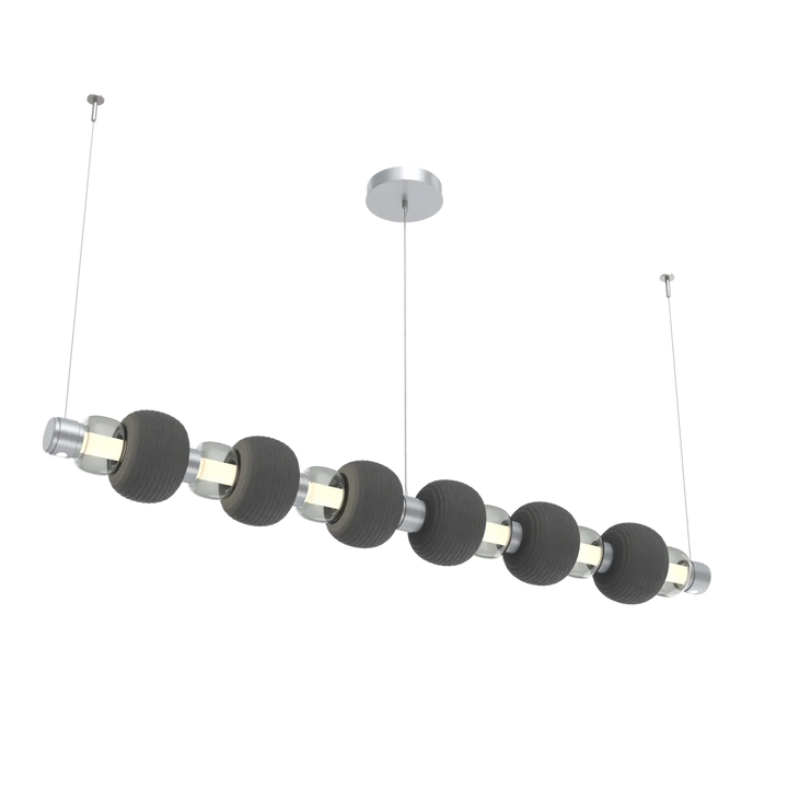 Hammerton Studio Torno Mandrel Linear Chandelier Classic Silver / Large / Smoke / Charcoal Ceramic