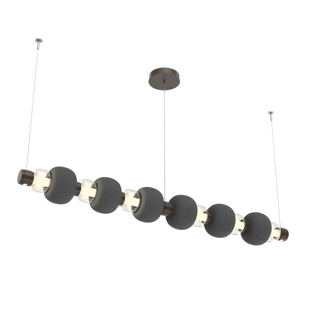 Hammerton Studio Torno Mandrel Linear Chandelier Flat Bronze / Large / Amber / Charcoal Ceramic