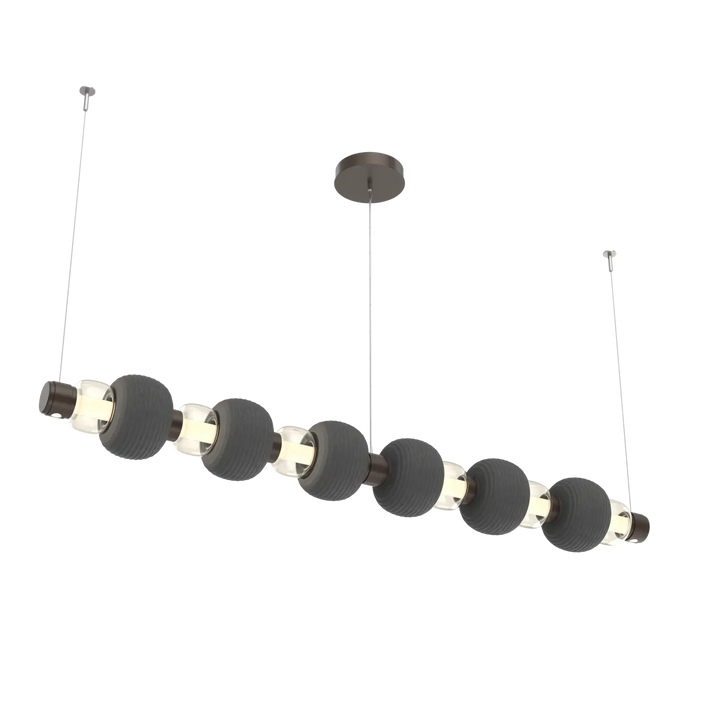 Hammerton Studio Torno Mandrel Linear Chandelier Flat Bronze / Large / Amber / Charcoal Ceramic