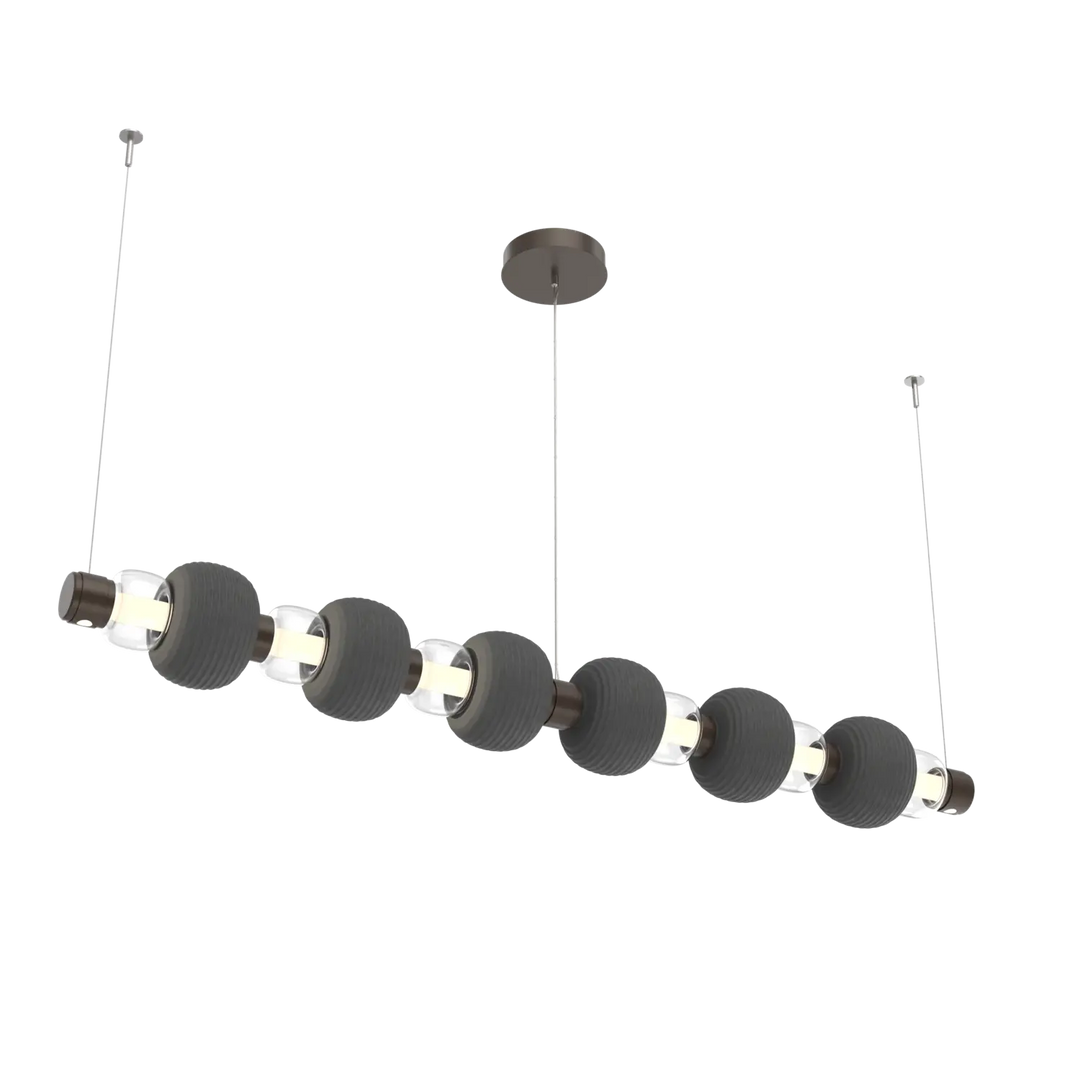 Hammerton Studio Torno Mandrel Linear Chandelier Flat Bronze / Large / Clear / Charcoal Ceramic