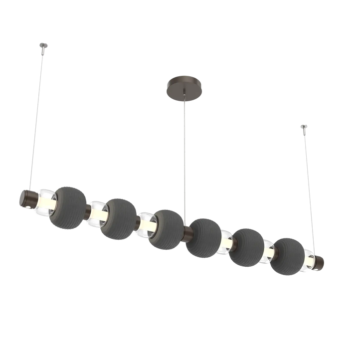 Hammerton Studio Torno Mandrel Linear Chandelier Flat Bronze / Large / Clear / Charcoal Ceramic