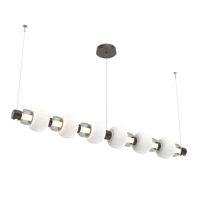 Hammerton Studio Torno Mandrel Linear Chandelier Flat Bronze / Large / Smoke / Chalk Ceramic